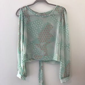 Cute mint green sheer top